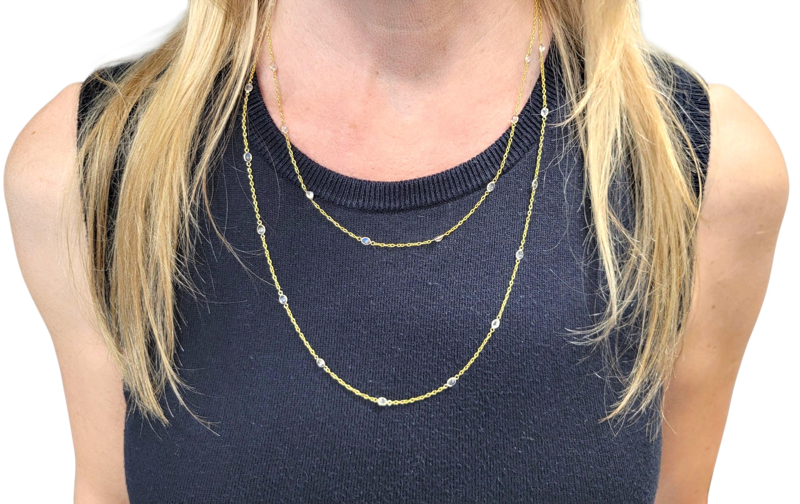Collana con pietra lunare ovale incastonata lunga 42,5