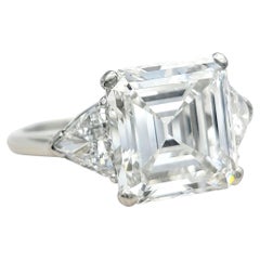Antique Cartier 5.36 Carats Total Square Emerald Cut 3-Stone Engagement Ring