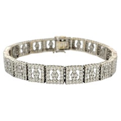 Vintage Pavé Diamond Open Square Link Bracelet in 18 Karat White Gold