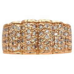 Scalloped Multi Row Pavé Diamond Band Ring in 14 Karat Rose Gold