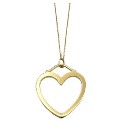 Vintage Tiffany & Co. Large Open Heart Pendant Necklace 18 Karat Yellow Gold