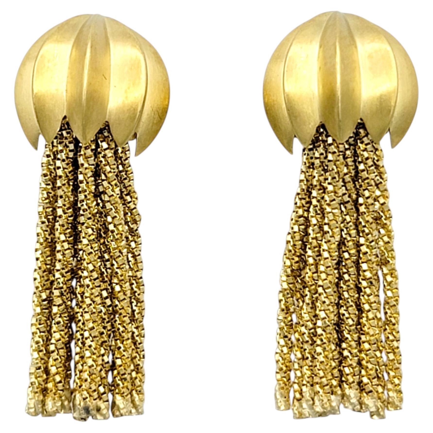 Yuri Ichihashi Tassel Dangle Earrings in Brushed 18 Karat Yellow Gold