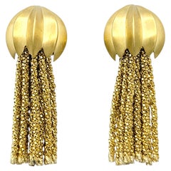 Yuri Ichihashi Tassel Dangle Earrings in Brushed 18 Karat Yellow Gold