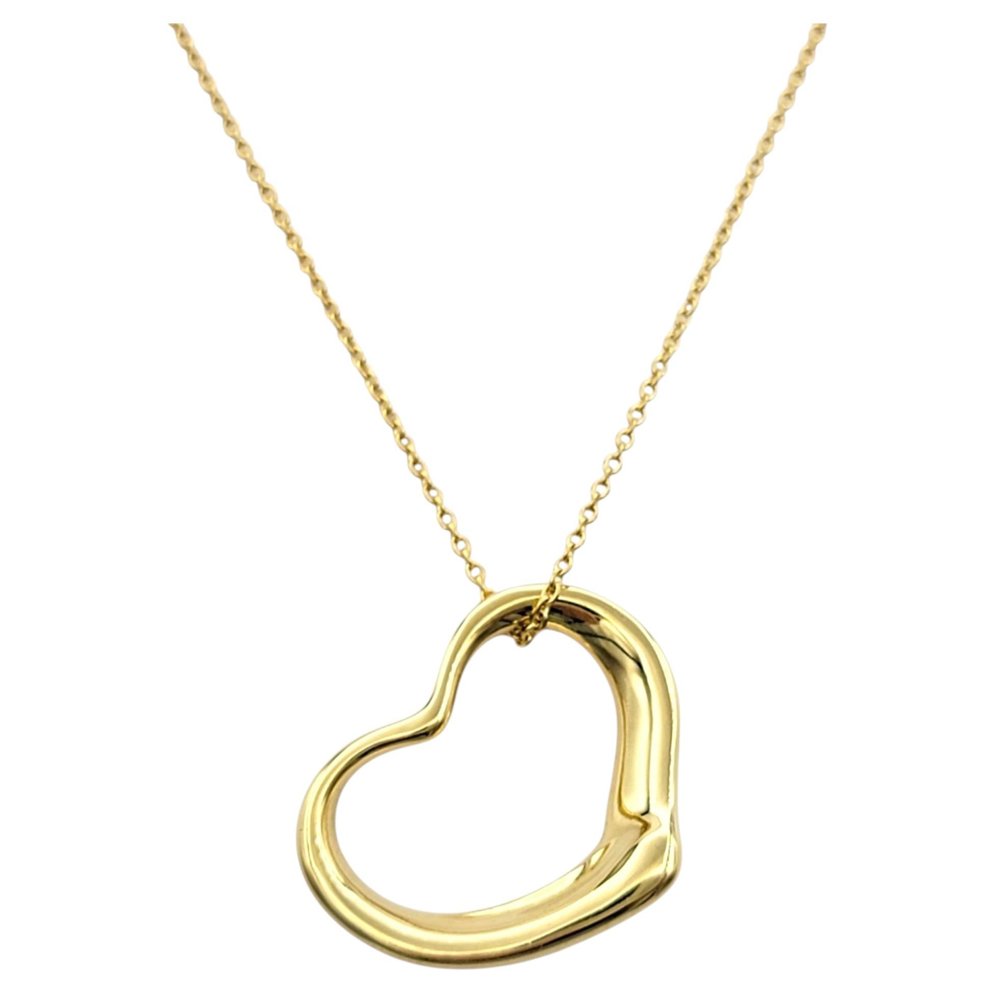 Tiffany & Co. Elsa Peretti Open Heart Pendant Necklace in 18 Karat Yellow Gold