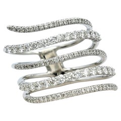 Multi Row Pavé Diamond Coil Band Ring in 14 Karat White Gold