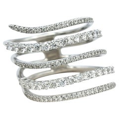 Multi Row Pavé Diamond Coil Band Ring in 14 Karat White Gold