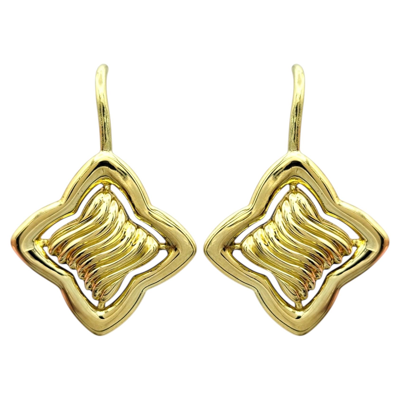 Pre-owned David Yurman Quatrefoil Dangle Earrings In 18 Karat Yellow Gold