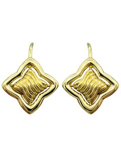 David Yurman Quatrefoil Dangle Earrings in 18 Karat Yellow Gold