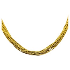 Yuri Ichihashi Multi Strand Twist Necklace with Brushed Bead Clasp in 18K Gold