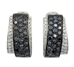 Giorgio Visconti „Black & White Diamond J“-Creolen aus 18-karätigem Weißgold