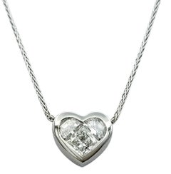 Heart Shaped Multi Diamond Pendant Necklace in 14 Karat White Gold