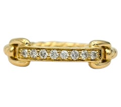 Round Diamond Rope Motif Band Ring in 14 Karat Yellow Gold