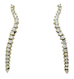 Jose Hess Contoured Round Diamond Drop Earrings in 14 Karat Yellow Gold