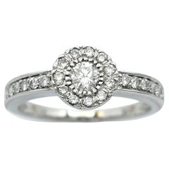 Round Diamond Halo Engagement Style Ring in 18 Karat White Gold