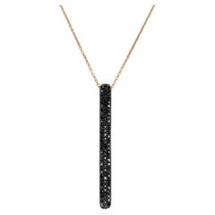Pnina Tornai Pavé Black Diamond Vertical Bar Necklace in 14 Karat Rose Gold