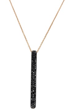 Pnina Tornai Pavé Black Diamond Vertical Bar Necklace in 14 Karat Rose Gold
