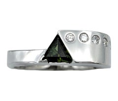 Cornelis Hollander Tourmaline and Diamond Asymmetric Band Ring in 18 Karat Gold