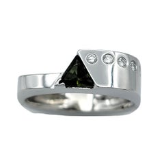 Cornelis Hollander Tourmaline and Diamond Asymmetric Band Ring in 18 Karat Gold