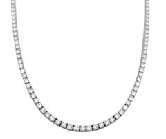 6.04 Carats Total Round Diamond 15" Tennis Necklace in 14 Karat White Gold