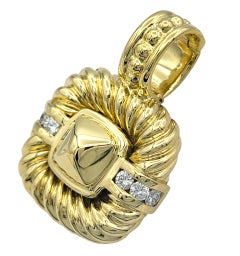 David Yurman Diamond Albion Enhancer Pendant in 18 Karat Yellow Gold