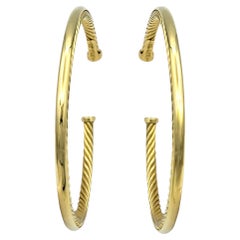 David Yurman Large Twisted Cable Hoop Earrings in 18 Karat Yellow Gold