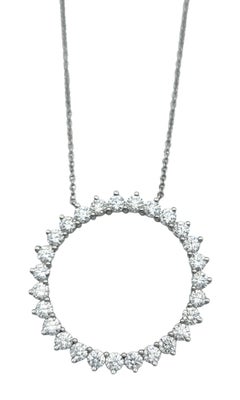 Tiffany & Co. Round Diamond Open Circle Pendant Necklace in Platinum