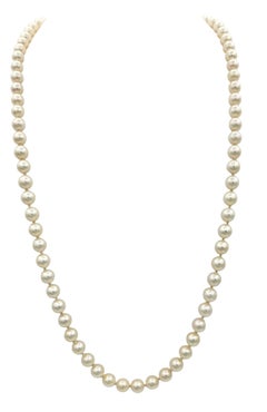 Mikimoto Cultured Akoya Pearl 24" Strand Necklace with 18 Karat Gold Clasp