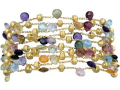 Marco Bicego Paradise 10 Strand Multi Gemstone Bracelet in 18 Karat Yellow Gold