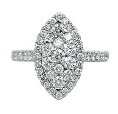 Marquise Shaped Diamond Cluster Illusion Ring in Polished Platinum