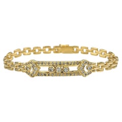 Round Diamond Slider Panther Link Bracelet in 18 Karat Yellow Gold