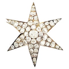 Custom Handmade Victorian 7.05 CTW Diamond Star Brooch / Pendant Gold & Sterling