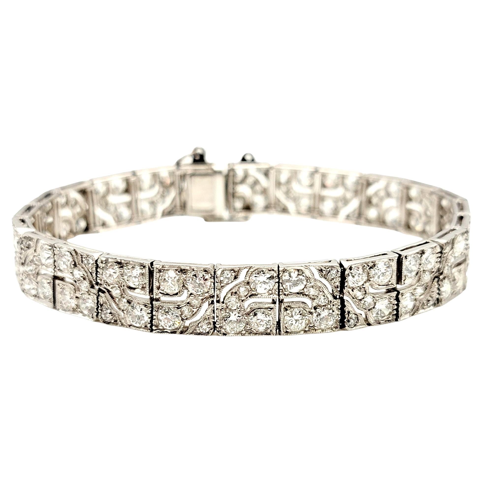 Art Deco Diamond Bracelet 8.40 Carats Old European Cut Diamonds Geometric Design