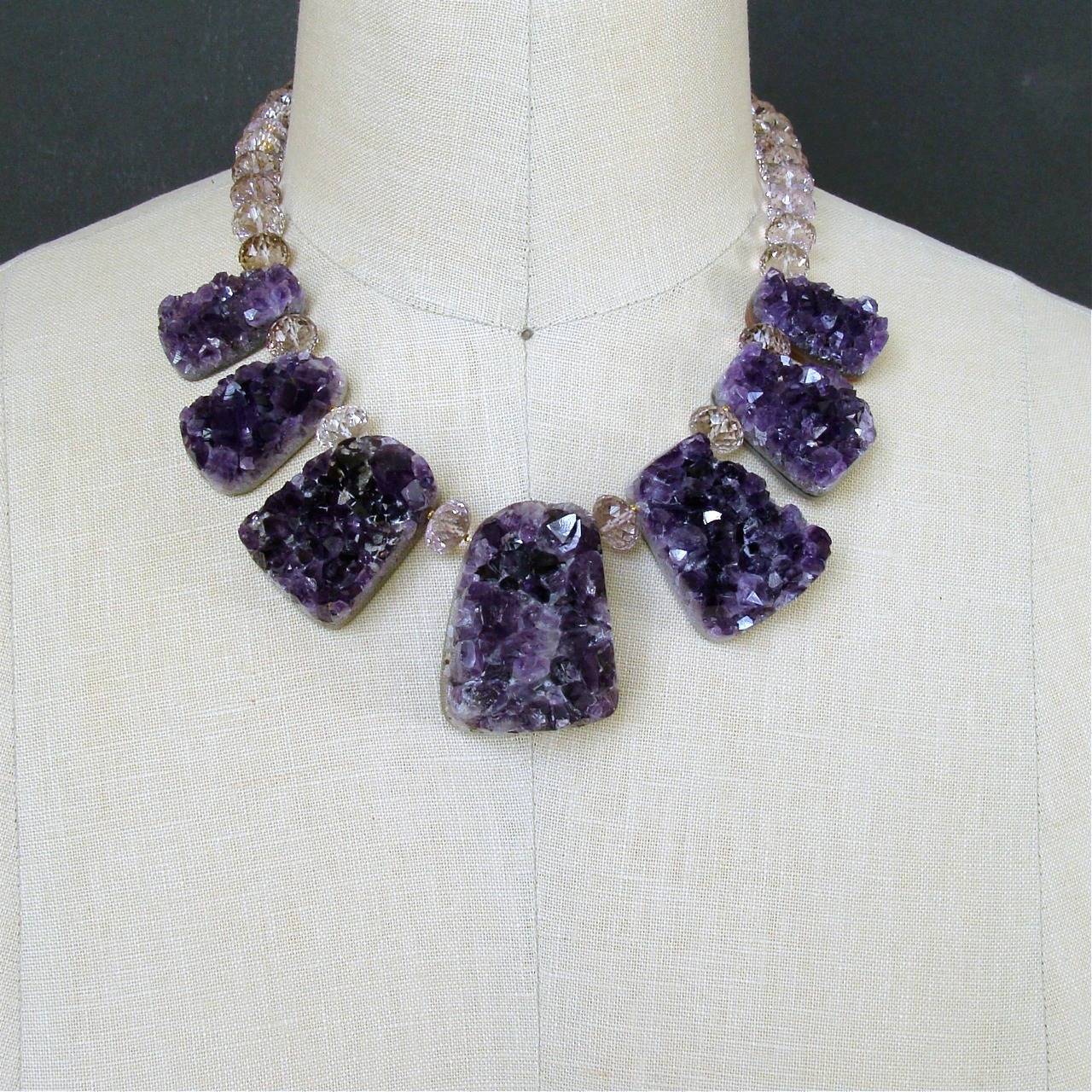 Amethyst Druzy Ambrosia Choker Necklace In New Condition In Colleyville, TX