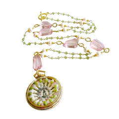 Sailor's Valentine Pink Quartz Peridot Necklace