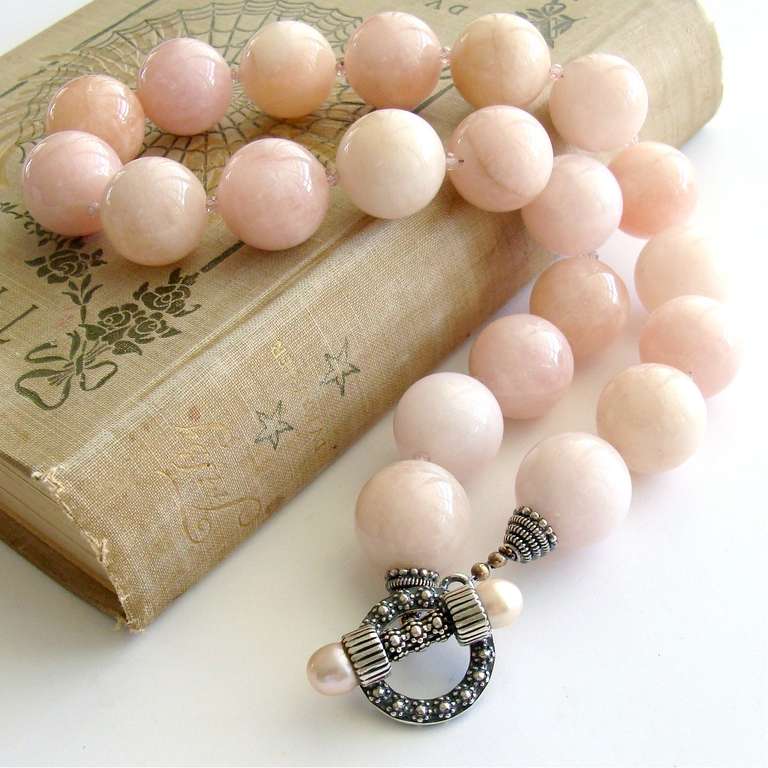 Morganite Beryl Pink Zircon Freshwater Pearls Choker Necklace 1