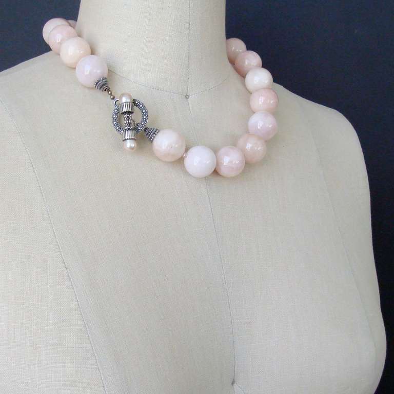 Morganite Beryl Pink Zircon Freshwater Pearls Choker Necklace 3