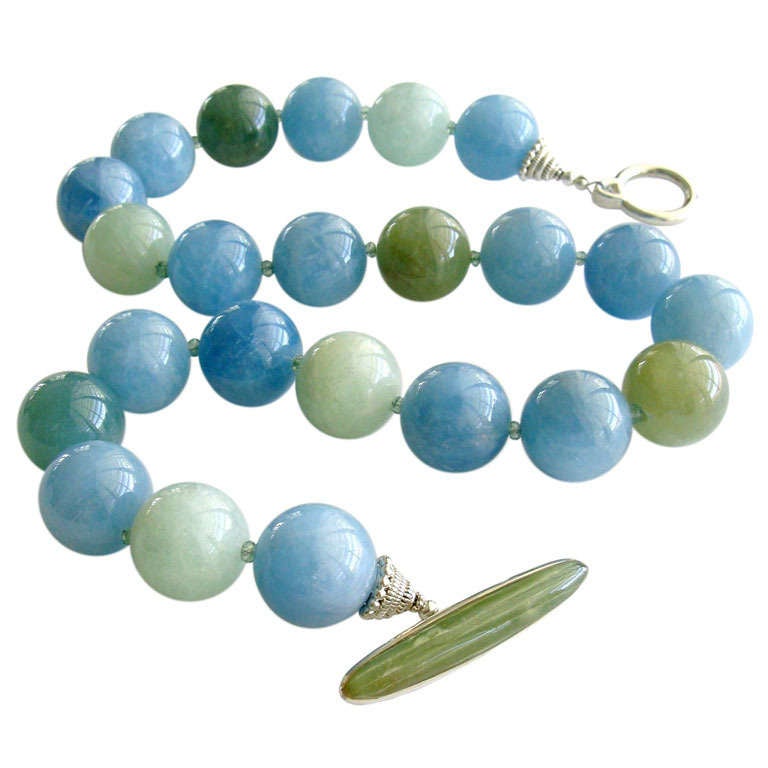 Aquamarine Prasiolite Serpentine Choker Necklace - Brynn II Necklace