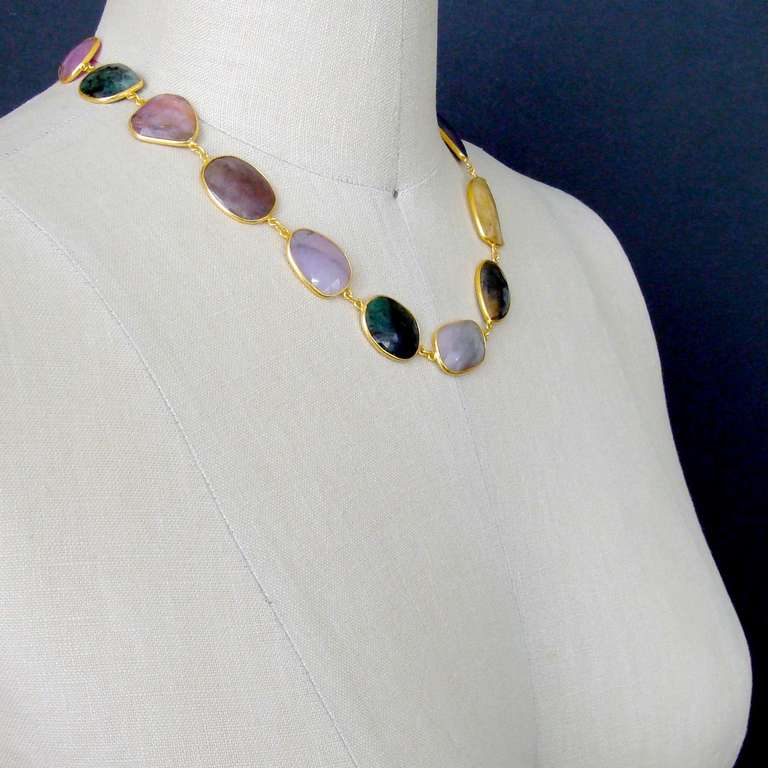 Multicolored Sapphire Slices Choker Necklace - Suzie II Necklace 1
