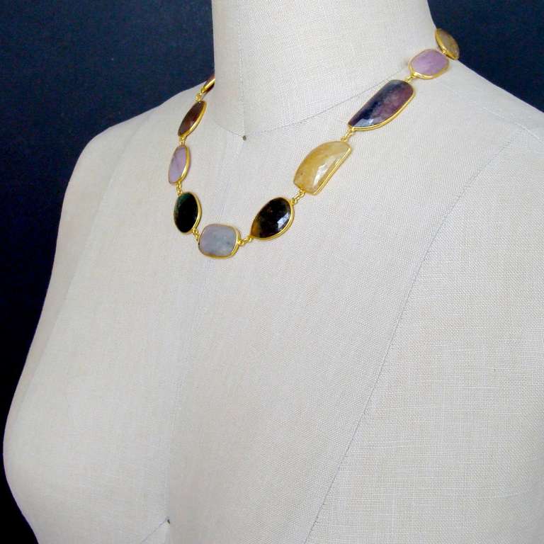 Multicolored Sapphire Slices Choker Necklace - Suzie II Necklace 2
