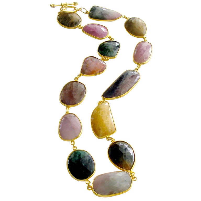 Multicolored Sapphire Slices Choker Necklace - Suzie II Necklace