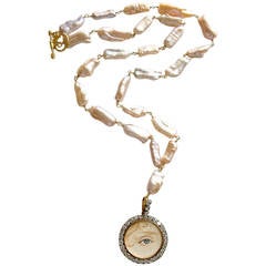 Lover’s Eye Locket Pink Blush Biwa Pearls Necklace