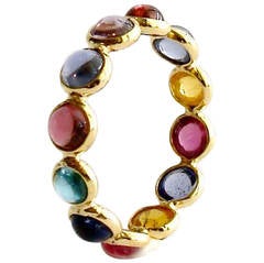 Tourmaline Gold Stacking Band Ring