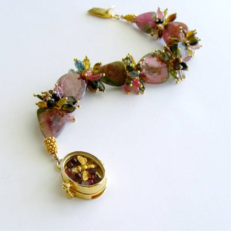 Watermelon Tourmaline Slices Tourmaline Clusters Bracelet