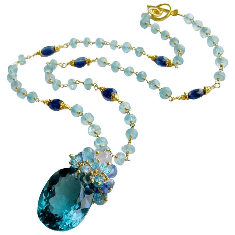 Apatite Kyanite Necklace with Luxe Prasiolite Pendant -  Mabelle Necklace