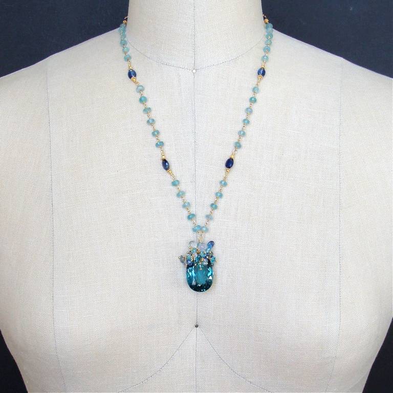 Apatite Kyanite Necklace with Luxe Prasiolite Pendant -  Mabelle Necklace 2