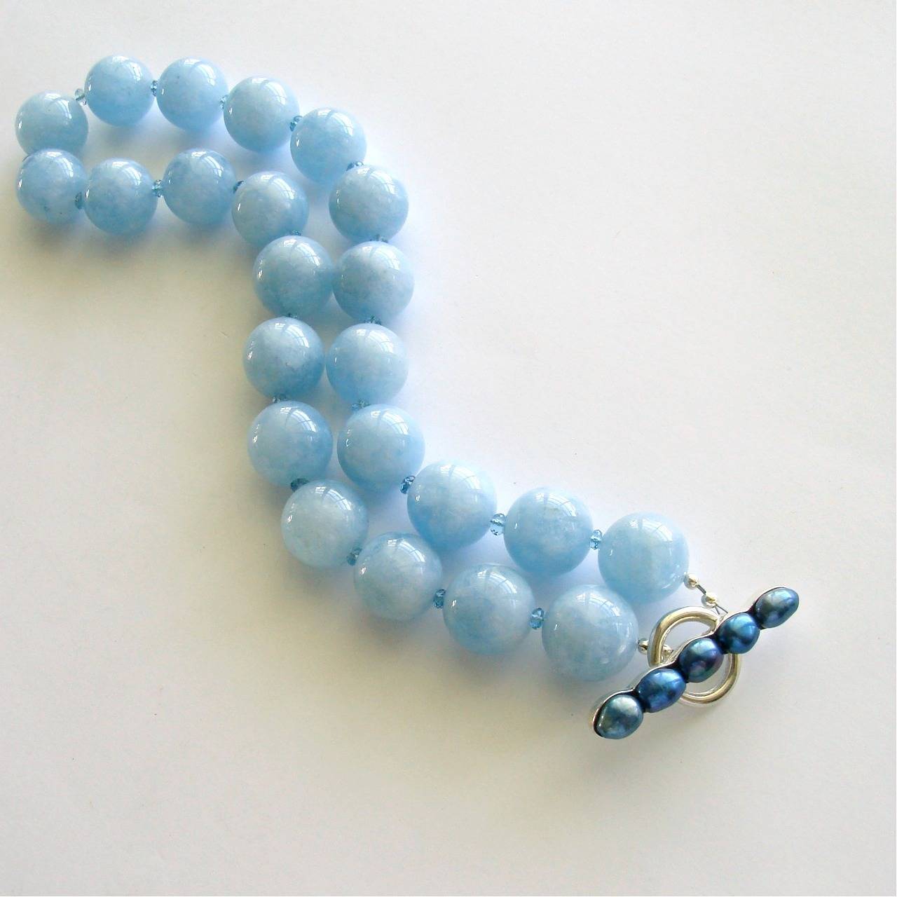 Artisan Aquamarine London Blue Topaz Pearl Clasp Bevin Necklace