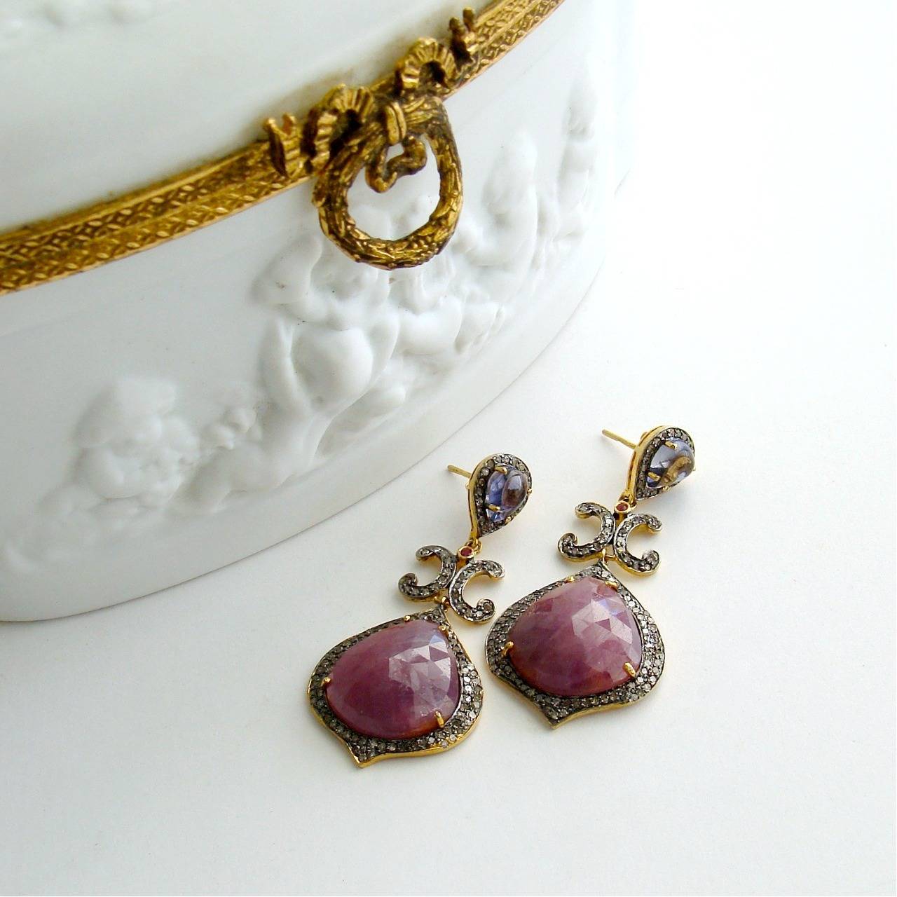 Women's Raspberry Pink Violet Sapphire Diamond Candace Earrings