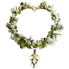 Peridot Grossular Garnet Choker Necklace - Amethyst Pearls New Jade