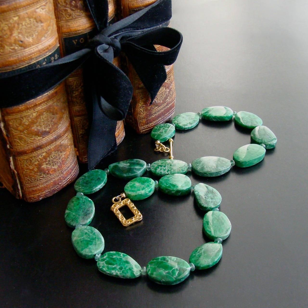 Mayra Necklace.

If you have never heard of the gemstone called Maw Sit Sit - you are not alone.  Its distinctive brilliant emerald green color sets it apart in the world of gemstones and it is highly coveted among collectors.  It is found