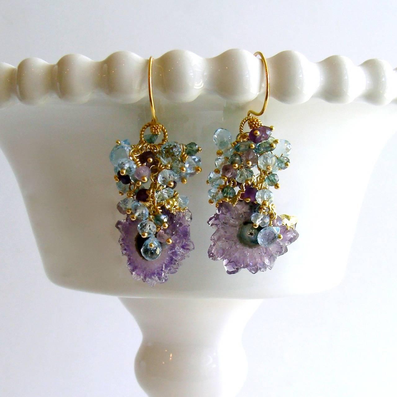 Artisan Amethyst Stalactite Cluster Earrings 